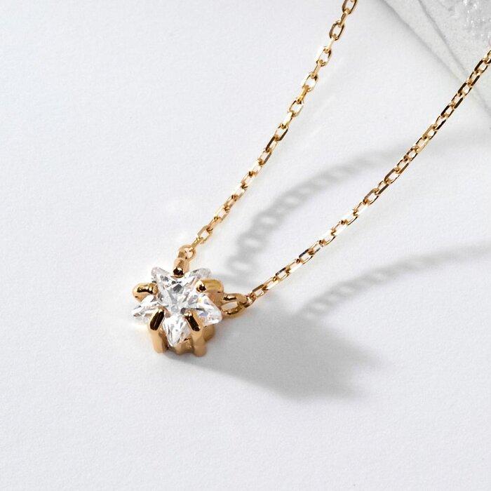 【ふるさと納税】【K10イエローゴールドネックレス】天然石 ホワイト水晶 スタークォーツネックレス 長さ40cm KN01004Q-W / 金 ゴールド ジュエ...