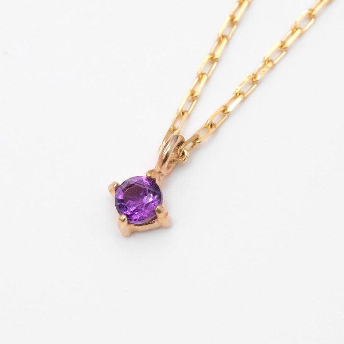【ふるさと納税】K10イエローゴールド 天然石ネックレス【2月誕生石アメジスト】上品な華奢見えサイズ 長さ40cm K10-05-02 / 金 ゴールド ジュエ...
