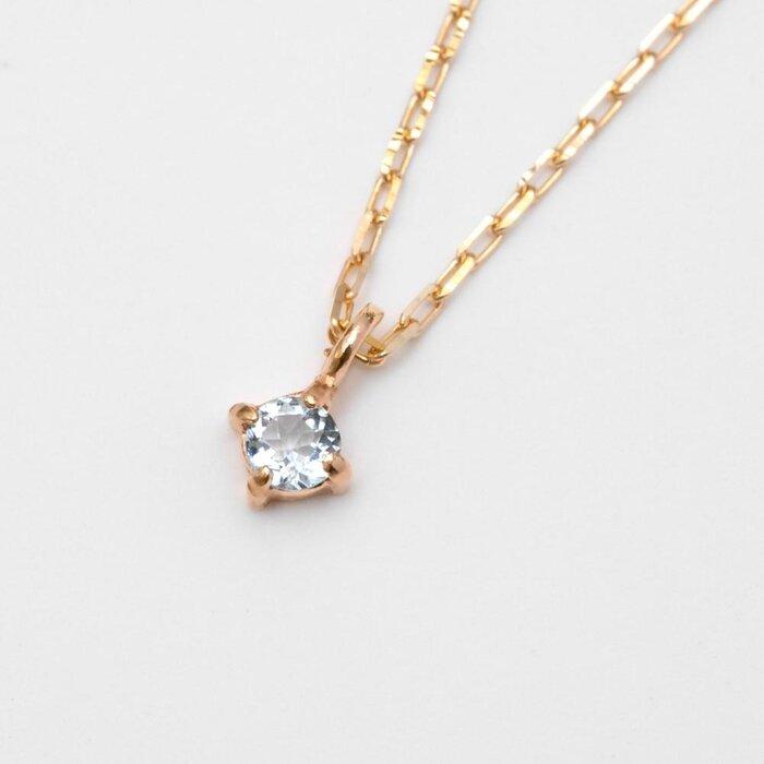 【ふるさと納税】K10イエローゴールド 天然石ネックレス【3月誕生石アクアマリン】上品な華奢見えサイズ 長さ40cm K10-05-03 / 金 ゴールド ジュ...