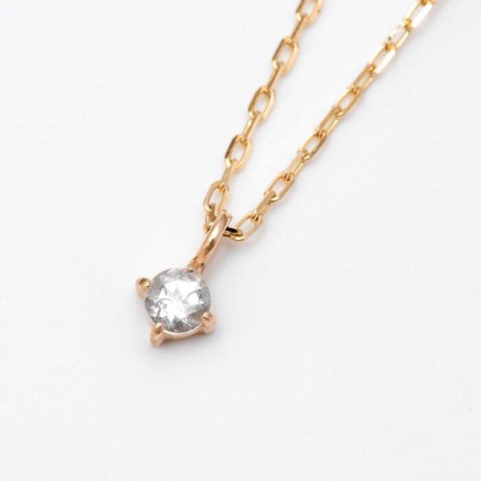 【ふるさと納税】K10イエローゴールド 天然石ネックレス【4月誕生石クォーツ】上品な華奢見えサイズ 長さ40cm K10-05-04 / 金 ゴールド ジュエリ...