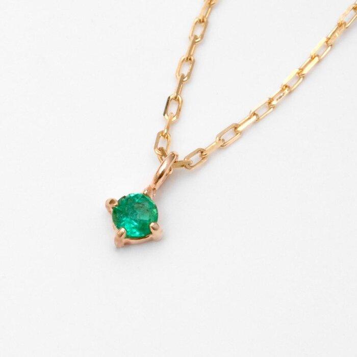 【ふるさと納税】K10イエローゴールド 天然石ネックレス【5月誕生石エメラルド】上品な華奢見えサイズ 長さ40cm K10-05-05 / 金 ゴールド ジュエ...