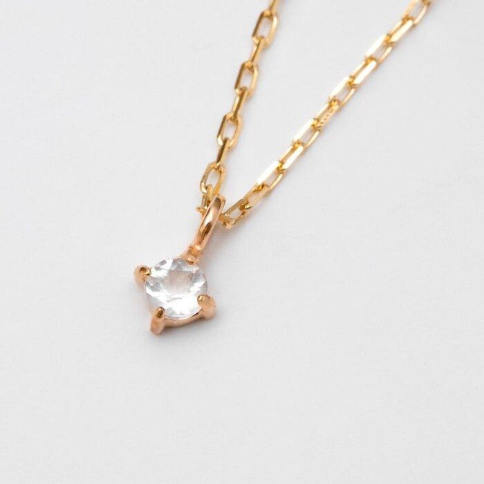 【ふるさと納税】K10イエローゴールド 天然石ネックレス【6月誕生石ムーンストーン】上品な華奢見えサイズ長さ40cm K10-05-06 / 金 ゴールド ジュ...