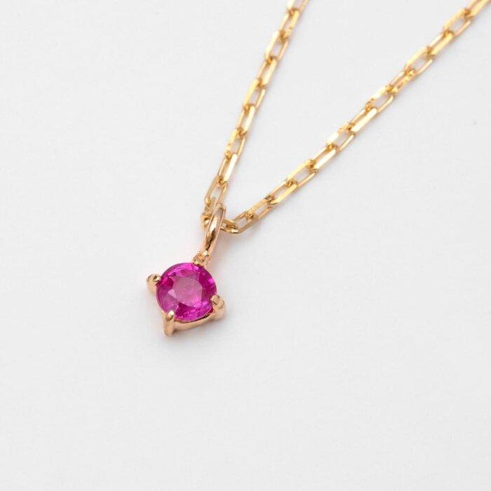 【ふるさと納税】K10イエローゴールド 天然石ネックレス【7月誕生石ルビー】上品な華奢見えサイズ 長さ40cm K10-05-07 / 金 ゴールド ジュエリー...