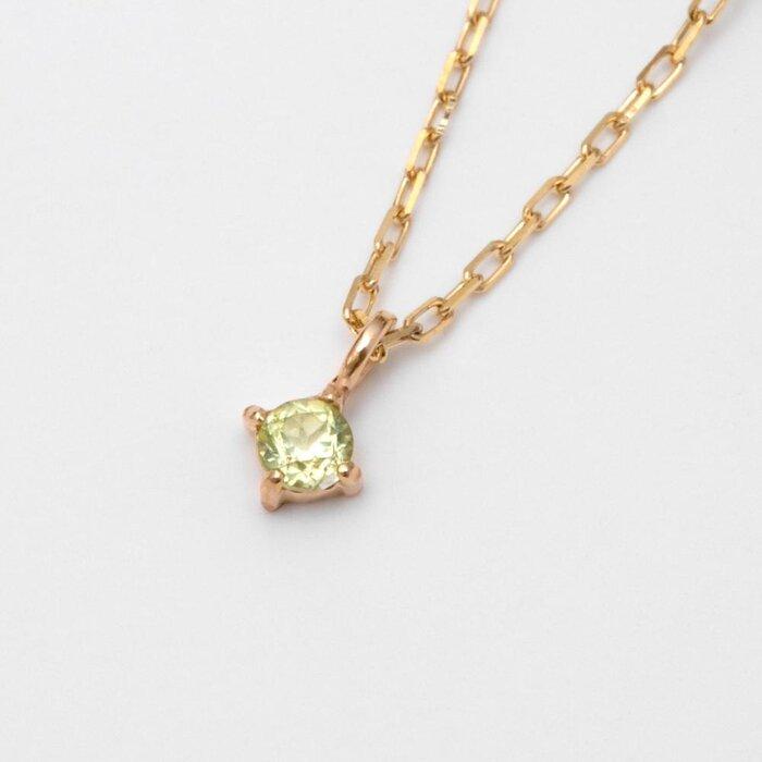 【ふるさと納税】K10イエローゴールド 天然石ネックレス【8月誕生石ペリドット】上品な華奢見えサイズ 長さ40cm K10-05-08 / 金 ゴールド ジュエ...