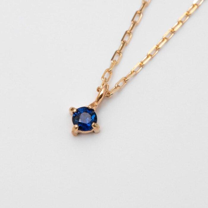 【ふるさと納税】K10イエローゴールド 天然石ネックレス【9月誕生石サファイア】上品な華奢見えサイズ 長さ40cm K10-05-09 / 金 ゴールド ジュエ...