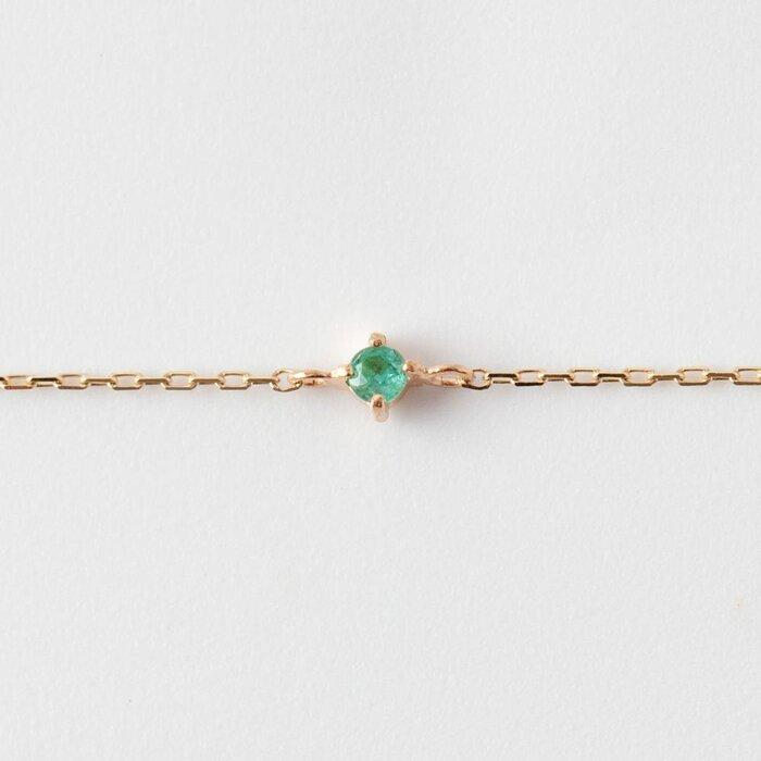 【ふるさと納税】K10イエローゴールド 天然石ブレスレット【5月誕生石エメラルド】華奢見え 4本たてづめ 長さ17cm K10-07-05 / 金 ゴールド ジ...