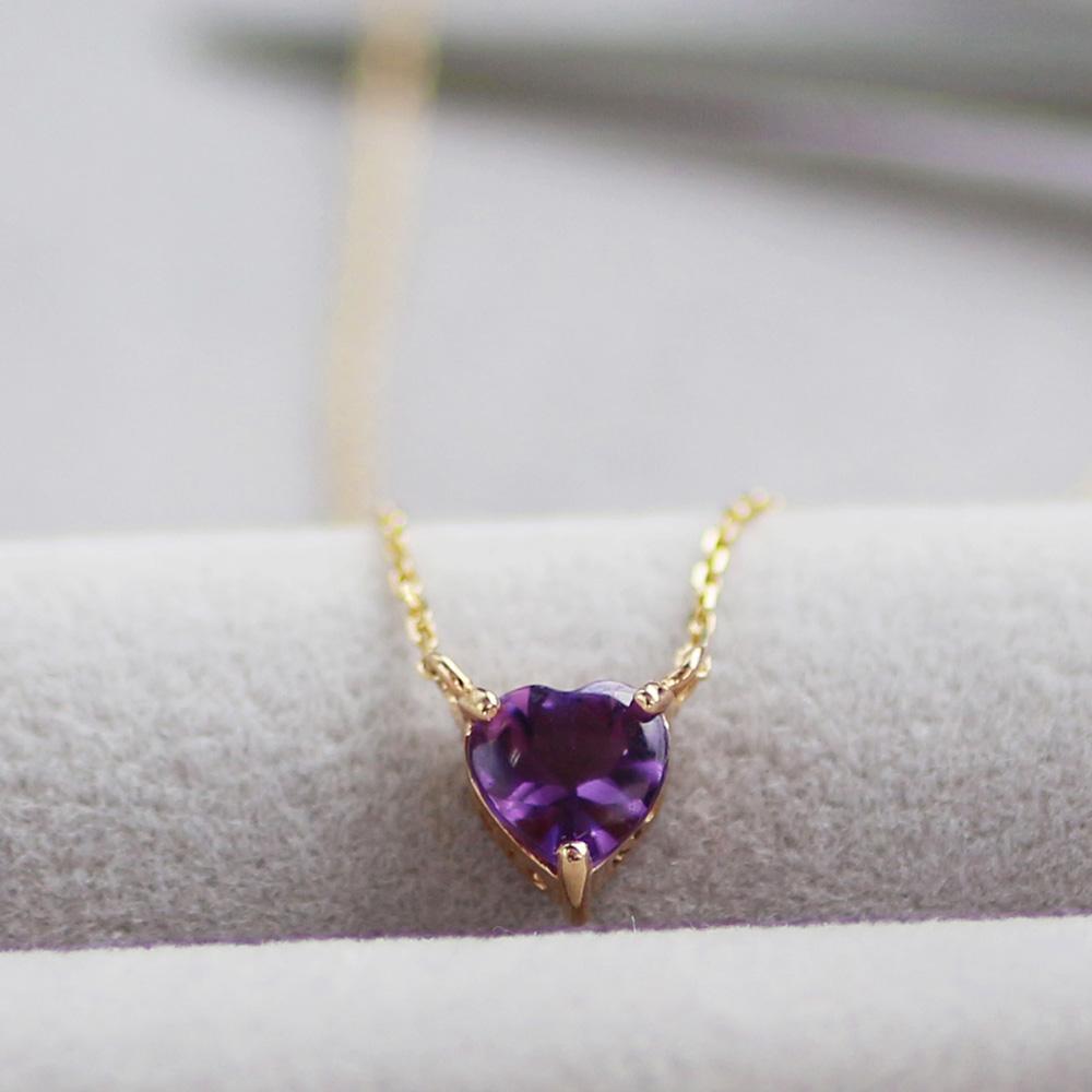 【ふるさと納税】【K10イエローゴールドネックレス】ハートにデザインしたアメジストネックレス 紫水晶 長さ40cm KN01003A / 金 ゴールド ジュエリ...
