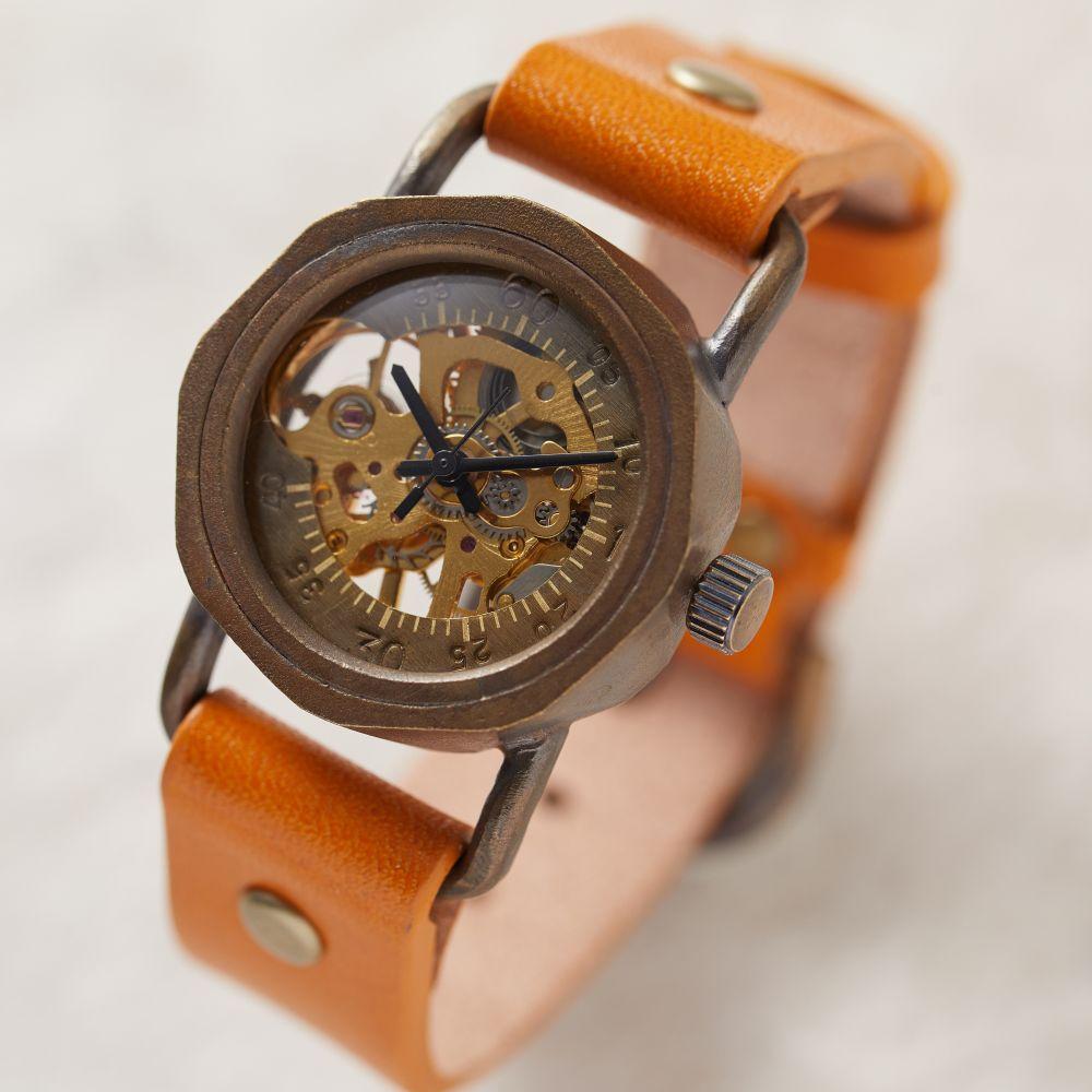 17位! 口コミ数「0件」評価「0」機械-手巻き式ハンドメイドウォッチ　歯車の動きとアンティークデザインが美しい　ベルトカラー：蜜柑　WB003 蜜柑 | 時計 腕時計 ウォッ･･･ 
