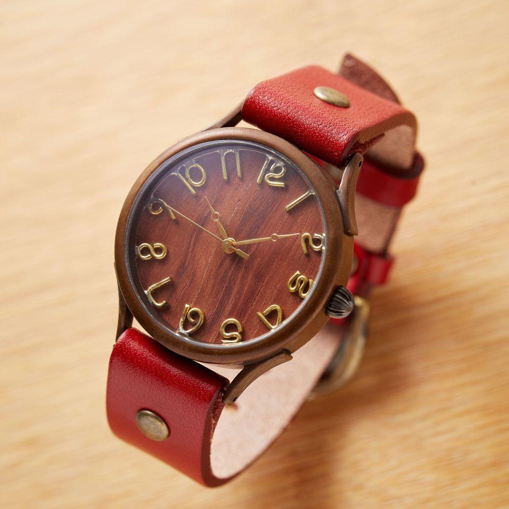 21位! 口コミ数「0件」評価「0」ナチュラルウッド「ブビンガ」で作るハンドメイドウォッチ　Lサイズ　ベルトカラー：赤　WB045L-W2赤 | 時計 腕時計 ウォッチ アンテ･･･ 