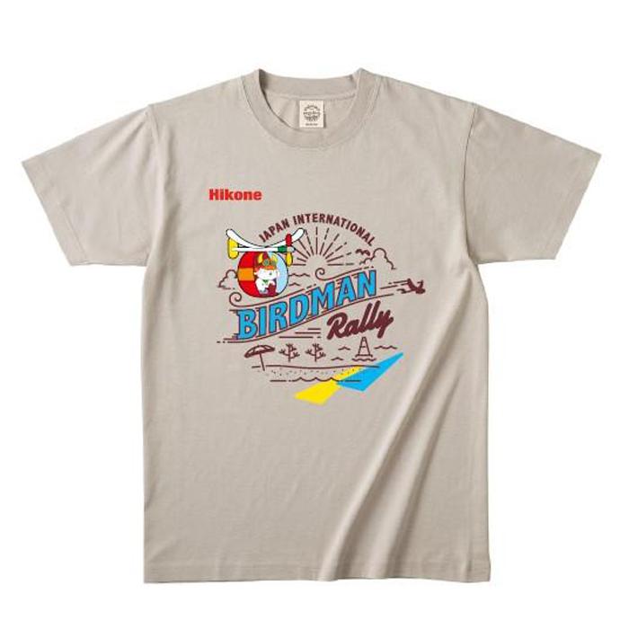 【ふるさと納税】ひこにゃん×鳥人間　ふるさと納税限定デザイン　Tシャツ　ミルキーグレー（5サイズから選択可） | 衣料 ファッション 人気 おすすめ 送料無料