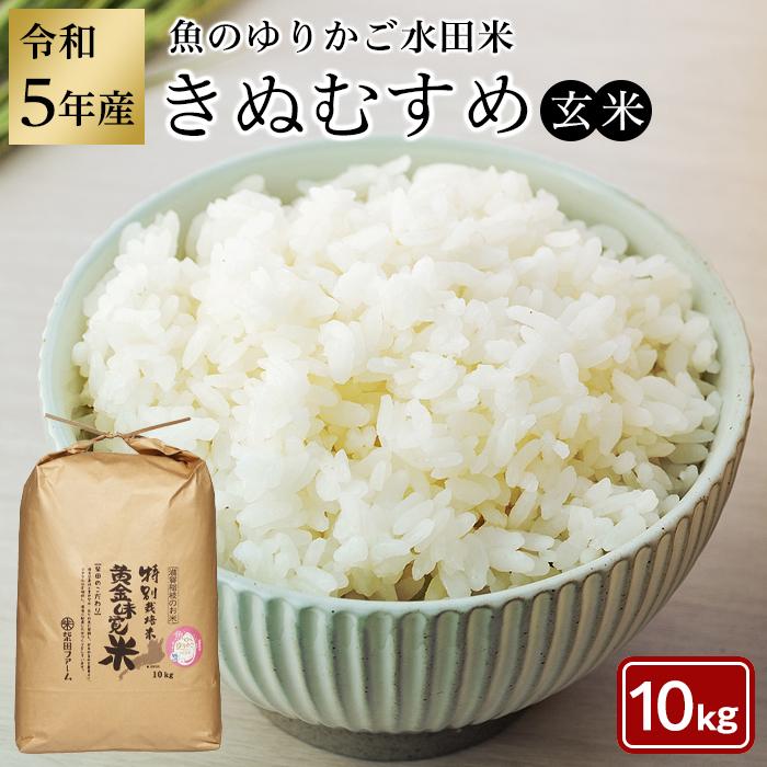 【ふるさと納税】令和5年産（新米）滋賀県認証！ 魚のゆりかご水田米 「きぬむすめ」玄米 10kg | 玄米 こだわり 安心 送料無料 きぬむすめ ギフト 贈答 滋賀県 近江米 ふるさと納税 米 滋賀