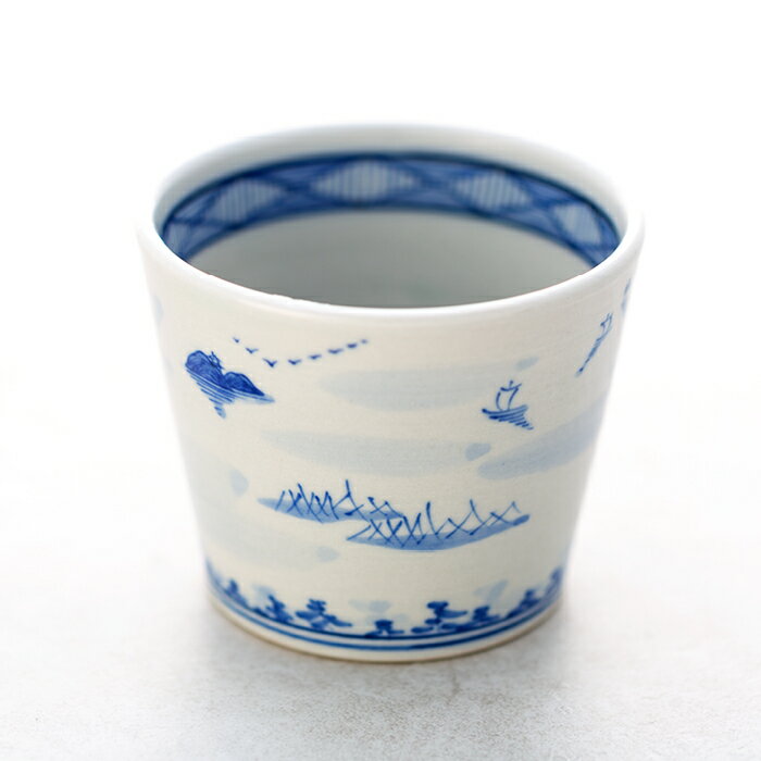 【ふるさと納税】【湖東焼】びわ湖の風景を描いたそば猪口