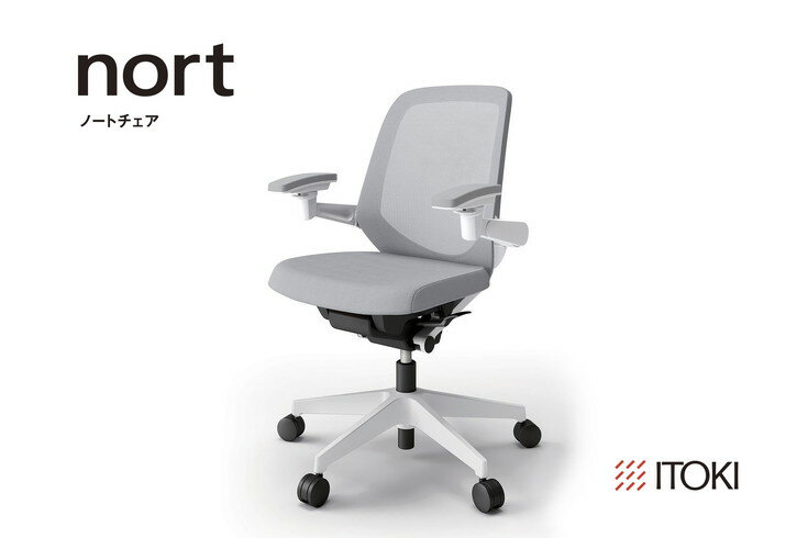 【ふるさと納税】イトーキ ノートチェア ライトグレー オフィスチェア 【 nort / メッシュ・ローバック / ウレタン双輪キャスター / 3Dアームレスト / 快適な座り心地 モールドウレタン座面 / 通気性・メッシュ素材 / 抗ウイルス・抗菌加工の張地 / ベースカラー:ホワイト】