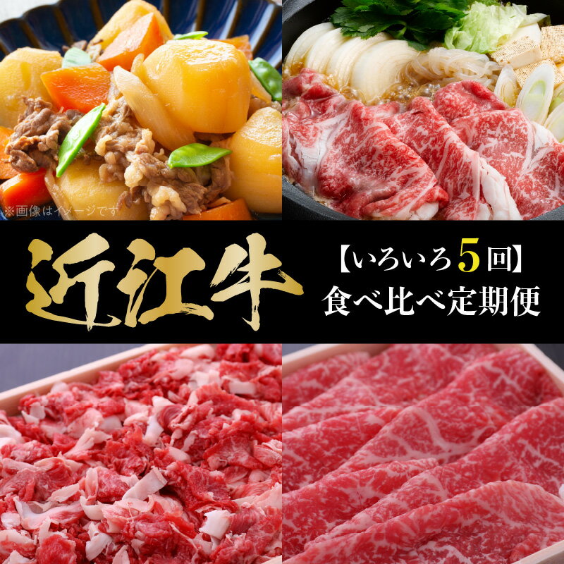 近江牛を満喫 近江牛 食べ比べ 定期便 5回 毎月 お届け 合計 2.95kg 牛肉 肉 産地直送 すき焼き しゃぶしゃぶ用 ロース 霜降り 切り落とし 鉄板 焼肉用 特選 モモ肉 ブロック 希少部位 サシ ステーキ ブランド牛 お取り寄せ 滋賀県 守山市 送料無料