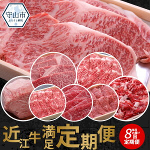 【ふるさと納税】贅沢な肉質と風味 近江牛 人気返礼品8回 すき焼き用 希少部位 赤身 ランプ肉 ステーキ 切り落とし ロース肉 焼肉用 霜降り 特選 モモ肉 ブロック しゃぶしゃぶ用 スライス 牛肉 産地直送 滋賀県 守山市 送料無料