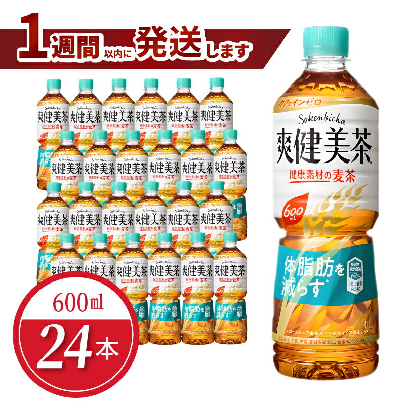 【ふるさと納税】コカ コーラ 爽健美茶 健康素材の麦茶 ペットボトル PET 600ml × 24本 入り カフェインゼロ 美味しい 脂肪を減らす 機能性表示食品 無糖茶 人気 お茶 茶 飲料 ドリンク ソフトドリンク 水分補給 お取り寄せ 滋賀県 守山市 送料無料