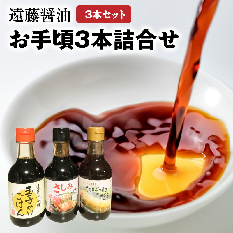 【ふるさと納税】遠藤醤油 お手頃3本詰合せ 醤油 しょうゆ だし 昆布 かつお さしみしょうゆ 調味料 家庭用 遠藤醬油 守山市のサムネイル