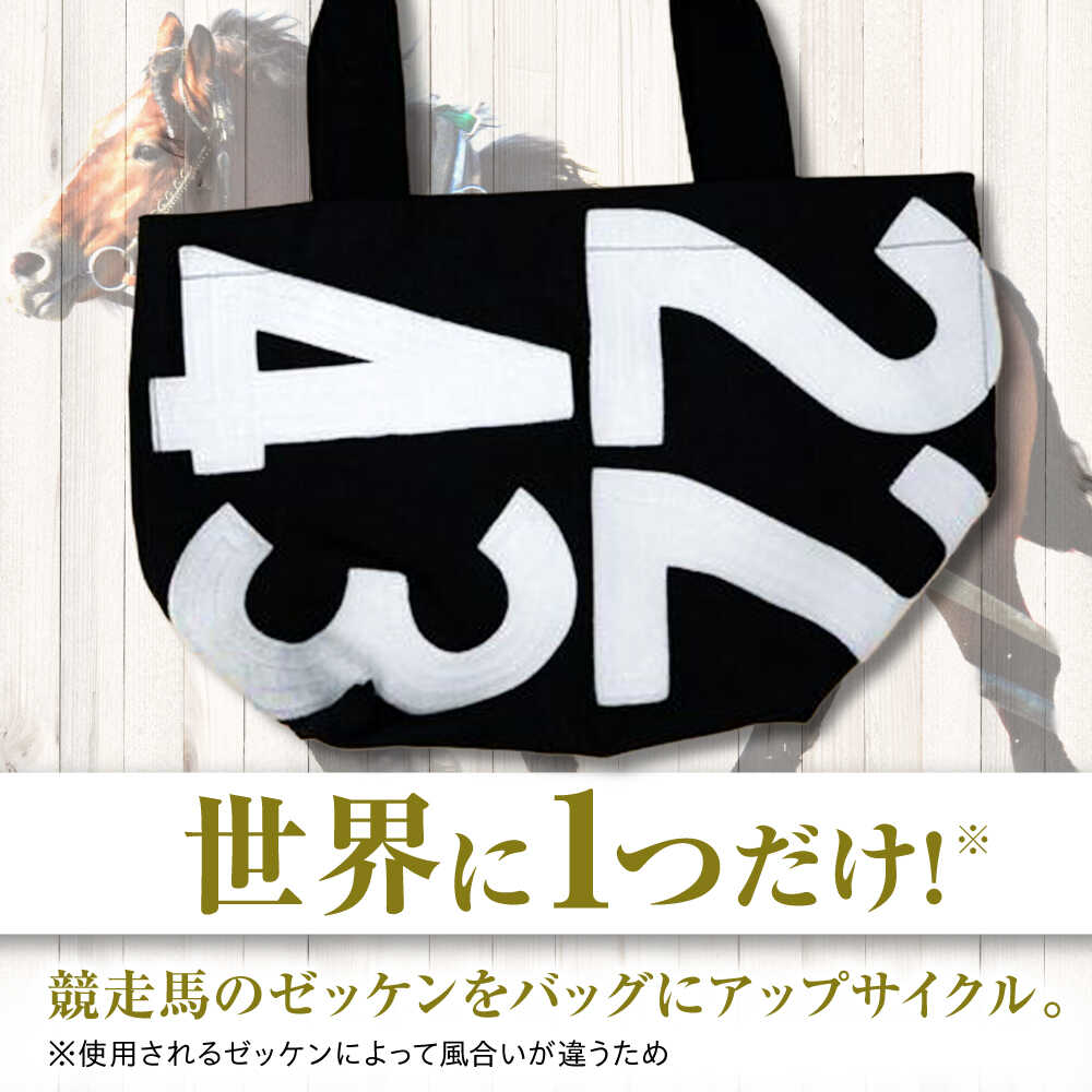 【ふるさと納税】【JRA/日本中央競馬会】【黒×白】調教用ゼッケンを使用したバッグ【steed トート・ポニー＋MIMIちゃんセット】 / 競馬 馬 競走馬 グッズ トートバッグ トレセン 雑貨 / 栗東市 / サンキューファインホース夢プロジェクト[BIAD015]