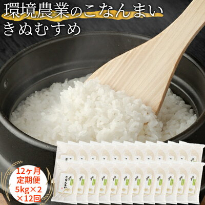 18位! 口コミ数「0件」評価「0」【12ヶ月定期便】環境農業のこなんまい きぬむすめ10kg　【定期便・ お米 おにぎり 】