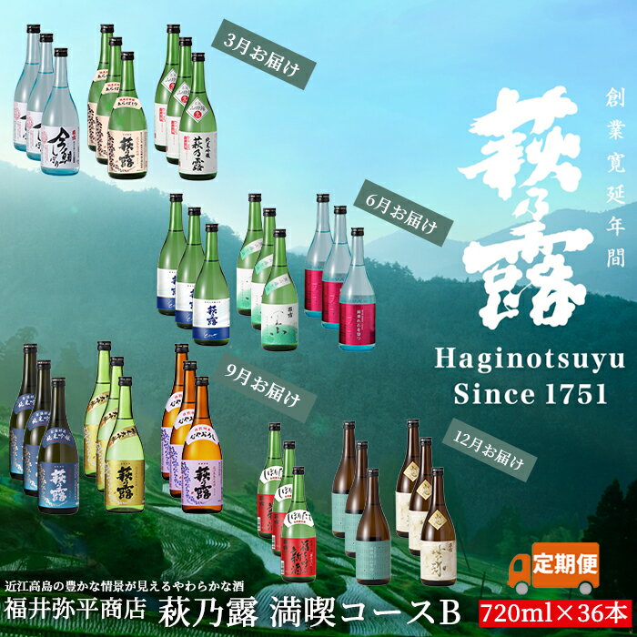 【ふるさと納税】【I-320】福井弥平商店 萩乃露 満喫コースB　720ml 36本（頒布会4回）［高島屋選定品］