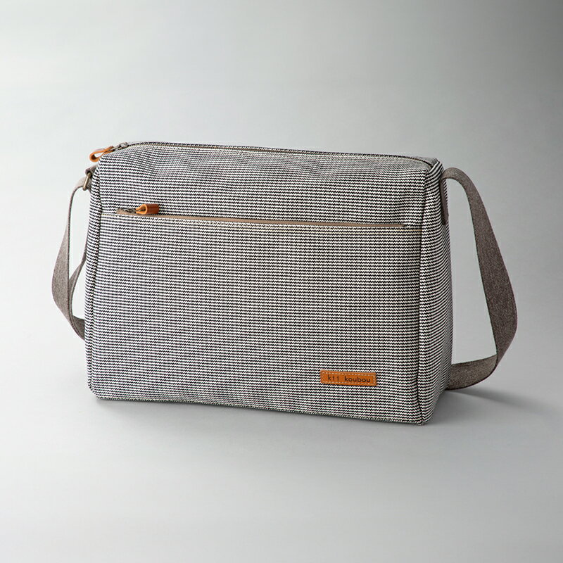 【ふるさと納税】【J-233】kii工房　帆布かばん　ボックスショルダー　横　千鳥柄【高島屋選定品】