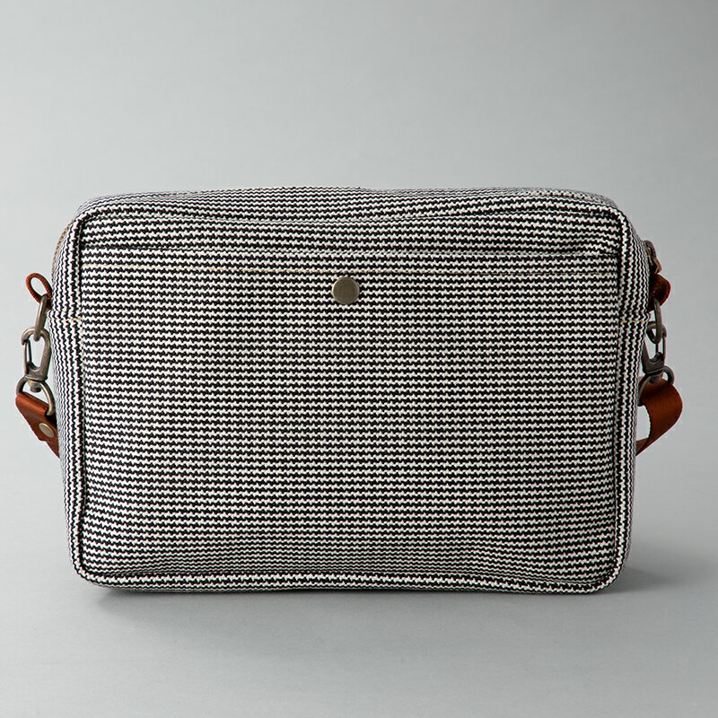 【ふるさと納税】【J-236】kii工房　帆布かばん　ボックスショルダー　千鳥柄【高島屋選定品】