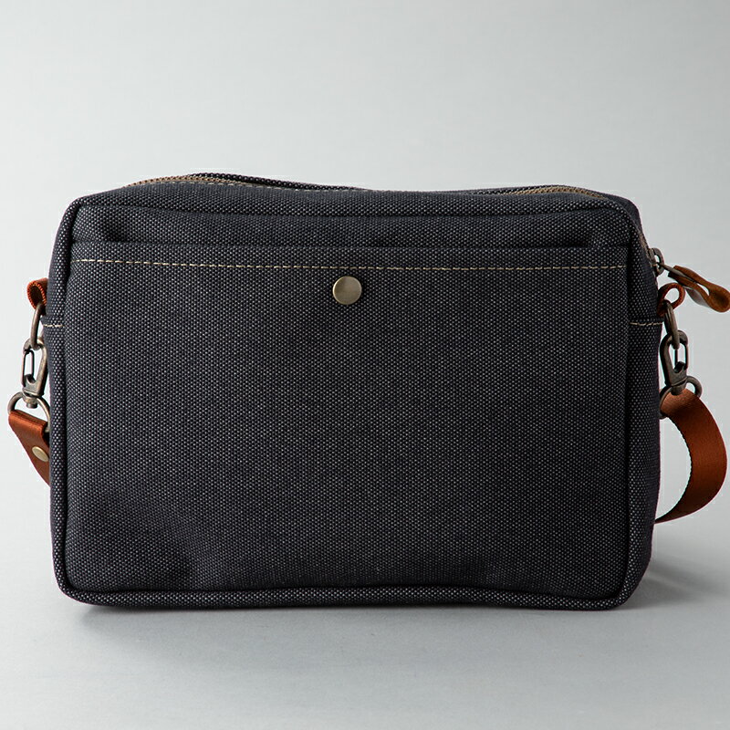 【ふるさと納税】【J-237】kii工房　帆布かばん　ボックスショルダー　先染め黒【高島屋選定品】