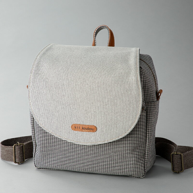 【ふるさと納税】【J-239】kii工房　帆布かばん　かぶせプランプリュック　千鳥柄【高島屋選定品】