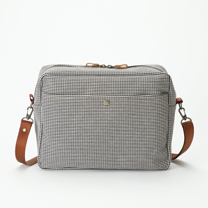 【ふるさと納税】【J-249】kii工房　帆布かばん　ボックスショルダーLサイズ 千鳥柄【高島屋選定品】