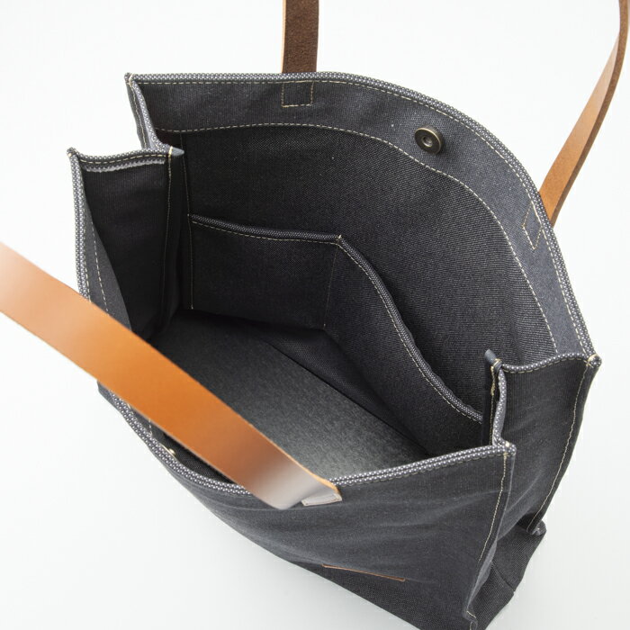 【ふるさと納税】【J-253】kii工房　帆布かばん　スクエアートート2L　先染め黒【高島屋選定品】