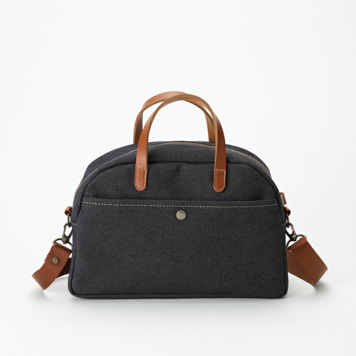 【ふるさと納税】【J-255】kii工房　帆布かばん　2wayプチボストンショルダー　先染め黒【高島屋選定品】