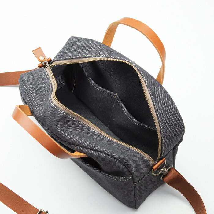 【ふるさと納税】【J-255】kii工房　帆布かばん　2wayプチボストンショルダー　先染め黒【高島屋選定品】