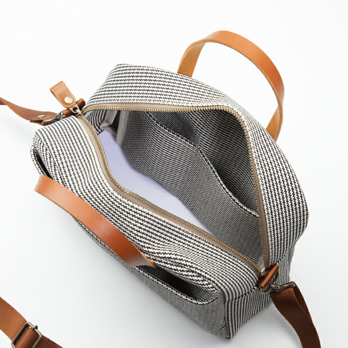 【ふるさと納税】【J-256】kii工房　帆布かばん　2wayプチボストンショルダー　千鳥柄【高島屋選定品】