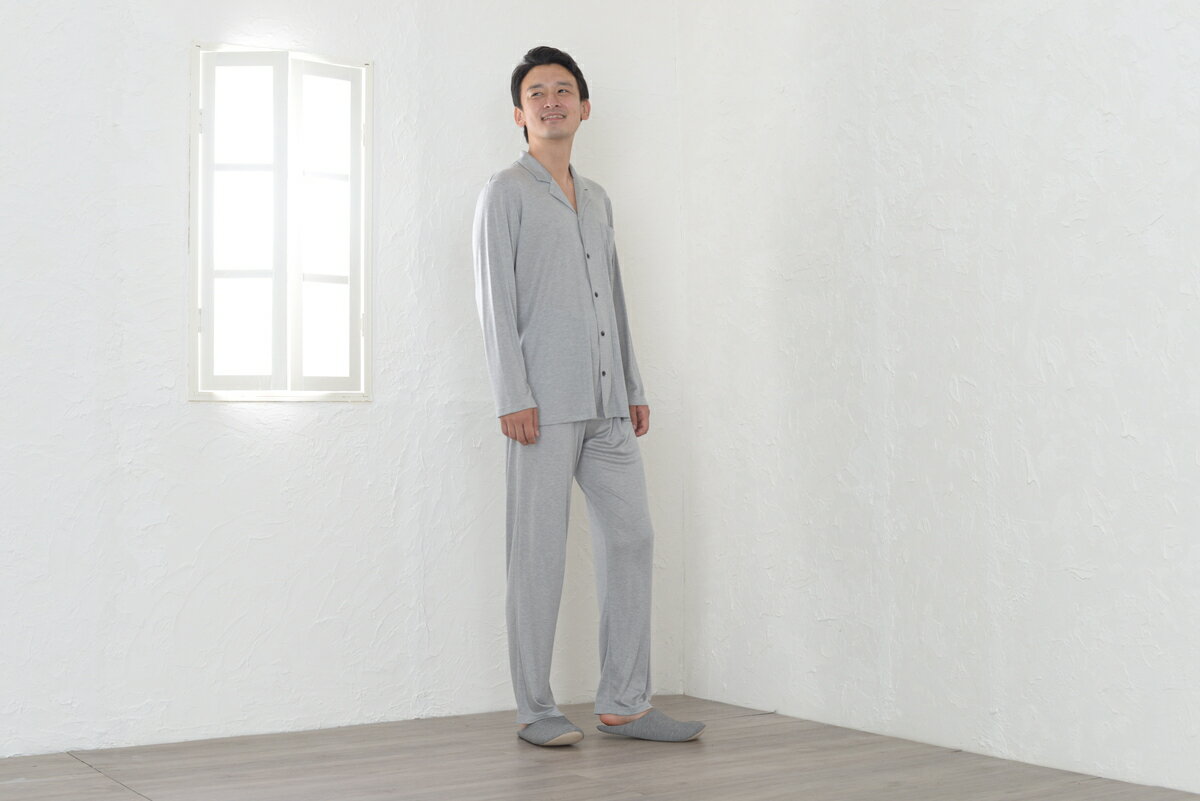 【ふるさと納税】リヨセル&シルク テーラーカラー前開き メンズパジャマ 株式会社ラブリー 滋賀県 東近江市 F-A02 紳士 男性用 ルームウェア 部屋着 上下...