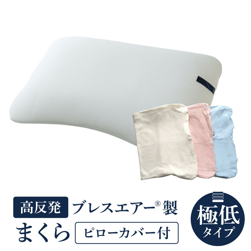[ピローカバー付]高反発ブレスエアー製まくら 極低タイプ 近江化成工業株式会社 滋賀県 東近江市 C-E19 枕 まくら ピロー 低め 高さ調整 ブレスエアー 肩こり 首こり いびき 寝姿勢サポート 洗える 通気性 快眠 安眠