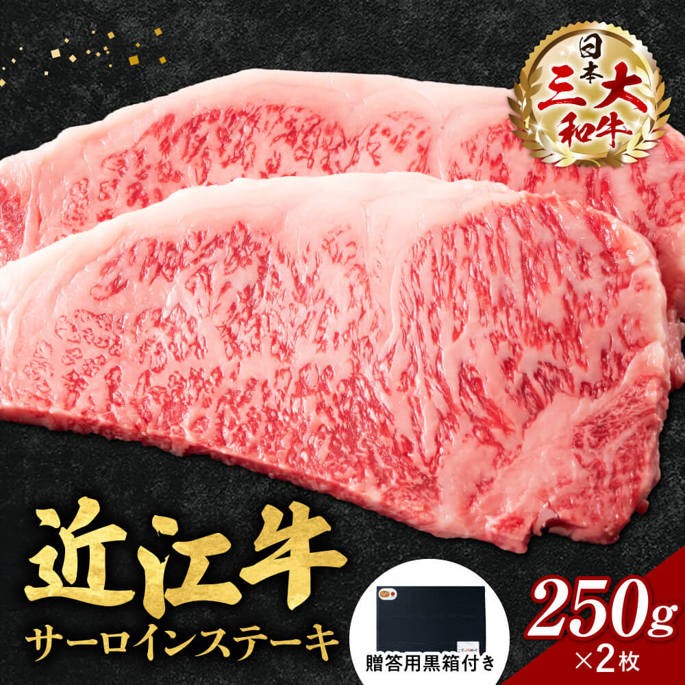 近江牛 サーロイン ステーキ 250g×2枚 (贈答用黒箱) 牛肉 美味しい ブランド牛 高級 人気 国産 楽天 寄付 返礼品 お歳暮 ギフト プレゼント お祝い 贈り物 ふるさと納税 近江 東近江 F-G06 いろは精肉店