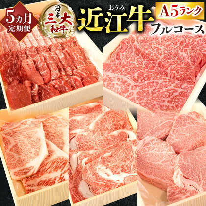 定期便 A5ランク 近江牛 フルコース 5カ月 ブランド牛 牛肉 高級 人気 国産 楽天 寄付 返礼品 お歳暮 ギフト プレゼント お祝い 贈り物 ふるさと納税 CO04 株式会社びわこフード(近江牛専門店 万葉)