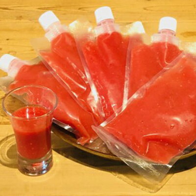 【トマト100%】「三成農場」の自家製トマトジュース　5Pセット　【果汁飲料・野菜飲料・トマトジュース・飲料・トマト味・200ml入り・自家製】