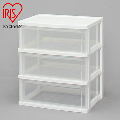 【ふるさと納税】ワイドチェスト W543 白/透 【 インテリア 収納 洋服 タオル リビング 部屋 クローゼット 押し入れ 】