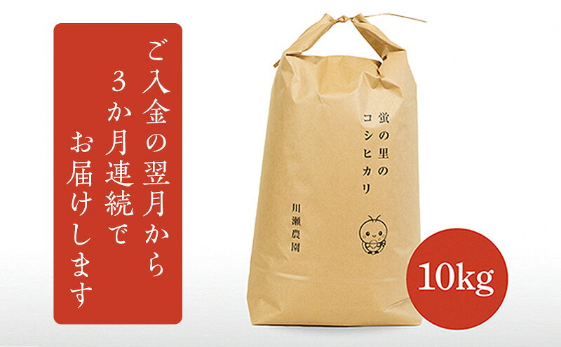 【ふるさと納税】【令和8年産新米】【定期便】蛍の里のコシヒカリ　10kg×3か月連続お届け　お届け：2026年10月以降順次発送 f252140-maibara-10001016 滋賀県米原市 サンプル画像2