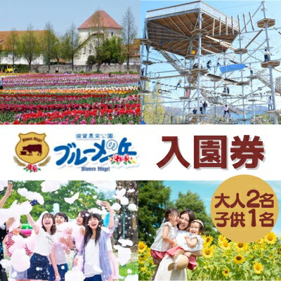 【ふるさと納税】滋賀農業公園 ブルーメの丘 大人2名（1名×2枚）・子供1名 入園券 [ アトラクション 動物 ふれあい ファミリー 家族 旅行 ]　【 チケット 入場券 優待券 体験型 観光 農園 動物 】