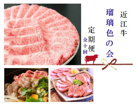 【 近江牛【瑠璃色の会】全10回】 肉 牛肉 ブランド牛 三大和牛 和牛 黒毛和牛 贈り物 ギフト プレゼント 滋賀県 竜王