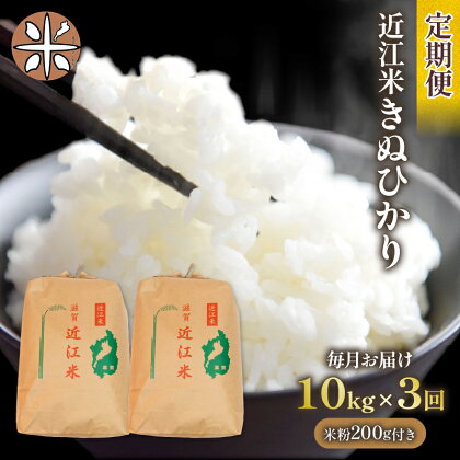 定期便 3回 きぬひかり 10kg × 3ヶ月 計 30kg 米粉 200g付 令和5年産 近江米 お米 精米 ご飯 白米 新米 ブランド米 滋賀県 竜王町