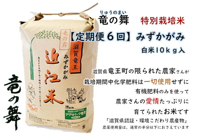 【ふるさと納税】 【定期便6回コース】 米 みずかがみ 白米 60kg 竜の舞 10kg × 6回 農家直送 滋賀県産 滋賀県 竜王町