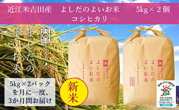 【ふるさと納税】【特Aランク】令和元年産よしだのよいお米近江米コシヒカリ　10kg×3回　【定期便・お米】