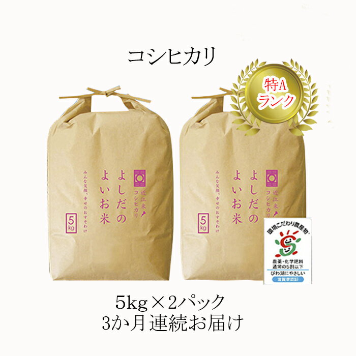 [定期便]令和5年産 よしだのよいお米近江米コシヒカリ 10kg×3回 [定期便・お米・コシヒカリ・米]