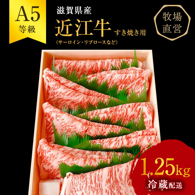 近江牛 すき焼き サーロイン リブロース等 約1.25kg A5 雌牛 西川畜産 牛肉 黒毛和牛 すきやき すき焼き肉 すき焼き用 肉 お肉 牛 和牛　【 豊郷町 】　お届け：繁忙期に限り納期最長3～5ヶ月。納期指定不可