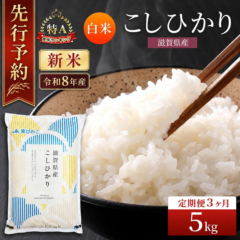 [令和8年産] 先行予約 新米 こしひかり 5kg 3回定期便 令和8年産 定期便 米 精米 こめ コメ お米 ご飯 米 コシヒカリ 米定期便 3か月定期便 3ヶ月定期便 3回 3ヶ月 3か月 滋賀県 豊郷 豊郷町 お届け:2026年10月より順次発送