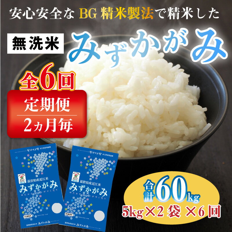 【ふるさと納税】【令和5年産】定期便6回 みずかがみ 計60kg（10kg × 6回） 2ヶ月に1度定期配送 BG無洗米 [G-00402] / 滋賀県産 多賀町 米 お米 白米 ご飯 精米 袋 国産 送料無料