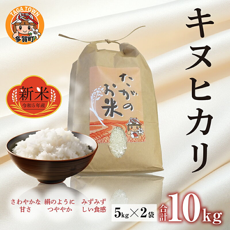 【ふるさと納税】【先行予約】【令和5年産】キヌヒカリ10kg（5kg × 2袋） おいしい多賀のお米【2023年9月下旬より発送予定】 [B-00404] / 滋賀県産 多賀町 新米 米 お米 白米 ご飯 精米 袋 国産 送料無料